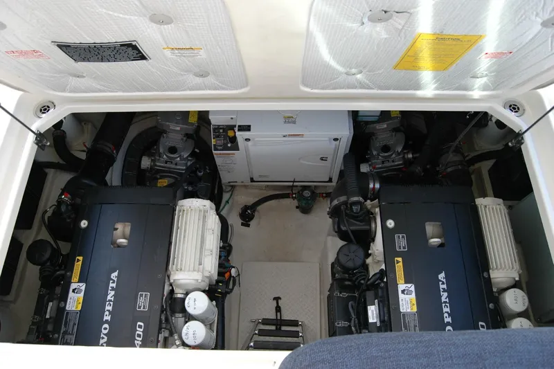 Serendipity Yacht Photos Pics Engine room of 2019 Sabre 38 Salon Express with Volvo Penta engines.