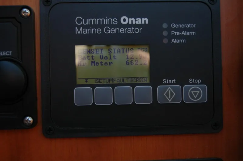 Serendipity Yacht Photos Pics Cummins Onan marine generator display on 2019 Sabre 38 Salon Express yacht.