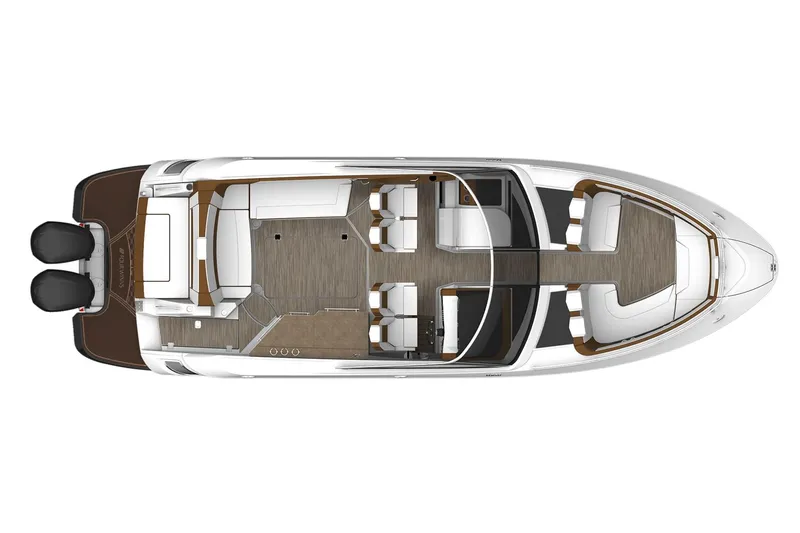  Yacht Photos Pics Manufacturer Provided Image: Top view of 2019 Four Winns H350 OB boat layout.