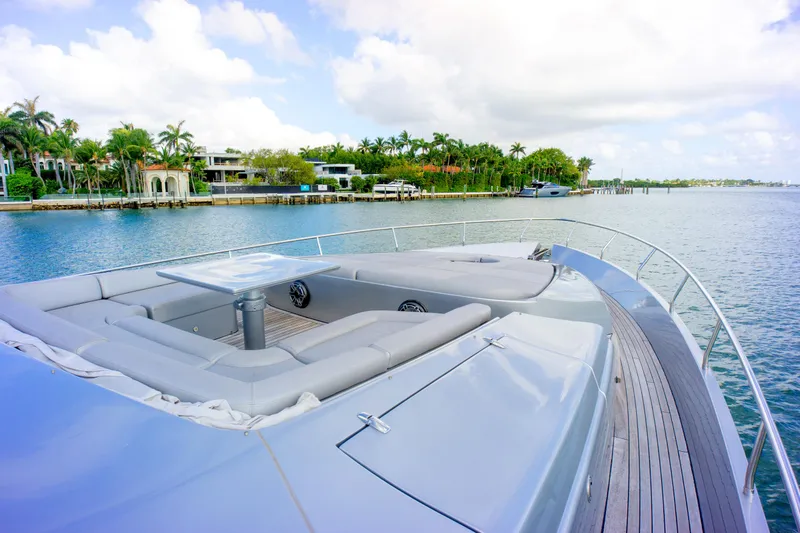  Yacht Photos Pics Luxurious 2013 Pershing 82 yacht with spacious deck and waterfront view.