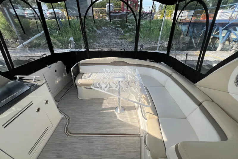  Yacht Photos Pics Interior of 2012 Sea Ray 370 Sundancer with elegant seating and modern design.