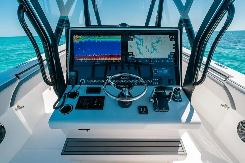  Yacht Photos Pics 2024 SeaHunter 39 Tournament boat dashboard with advanced navigation and control systems.