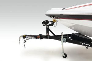 Trailer hitch of a 2021 Tahoe 1950 boat, featuring a sleek design and sturdy construction.