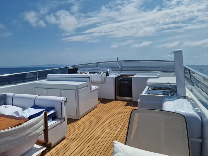 Toi Moi Et Roby Yacht Photos Pics Luxurious 2008 Diano 29 yacht deck with seating and ocean view.