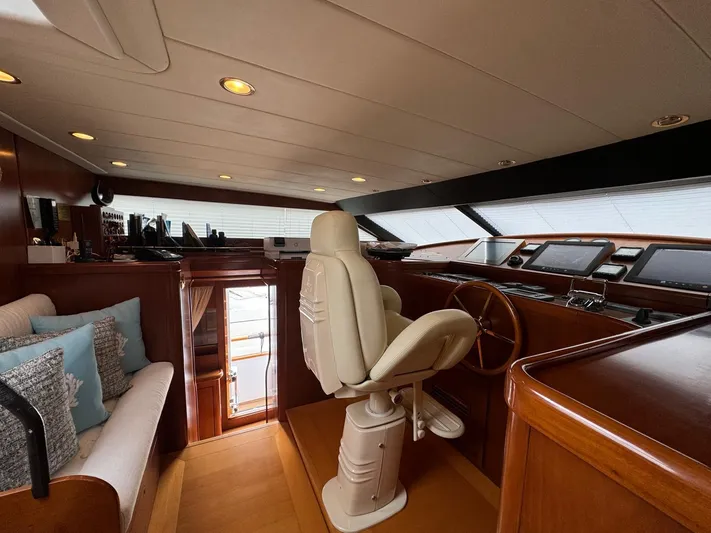 Toi Moi Et Roby Yacht Photos Pics Luxurious interior of 2008 Diano 29 yacht with helm and seating area.