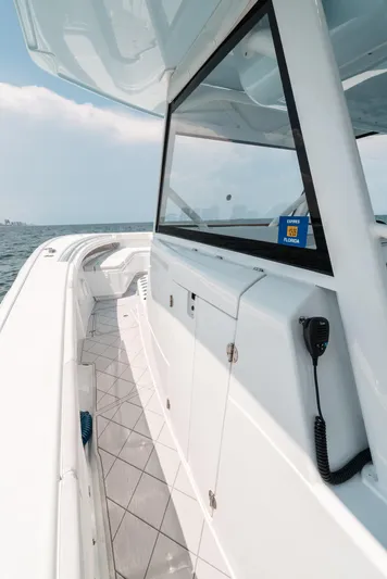  Yacht Photos Pics 2017 Yellowfin 42 boat deck with sleek design and ocean view.