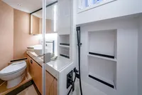 Luxurious bathroom interior of 2024 Solaris Power 60 Open yacht.
