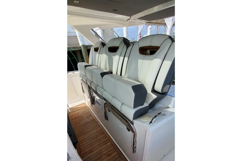 Pouge Life Yacht Photos Pics Luxurious seating on 2021 Tiara Sport 38 LS boat with elegant design and premium materials.