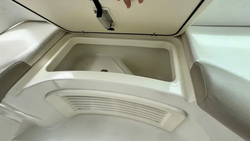  Yacht Photos Pics Open storage compartment on a 2008 Boston Whaler 345 Conquest boat.
