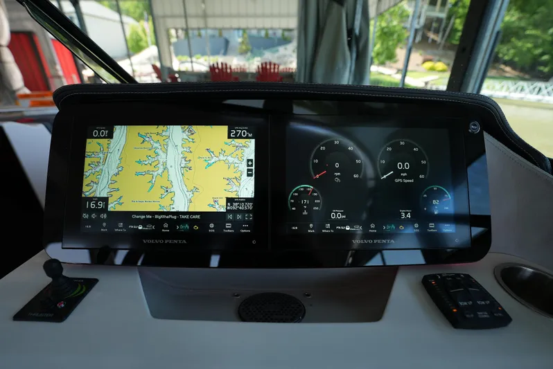  Yacht Photos Pics Dashboard of 2025 Regal LS9 boat with navigation and control screens.