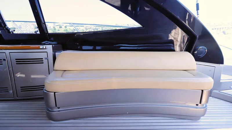 W Yacht Photos Pics Luxurious seating on 2009 Riva 63 Vertigo yacht deck.