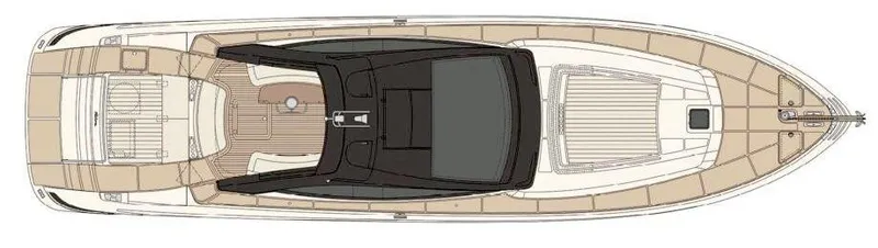 W Yacht Photos Pics Top view of 2009 Riva 63 Vertigo yacht layout, showcasing deck and cabin design.