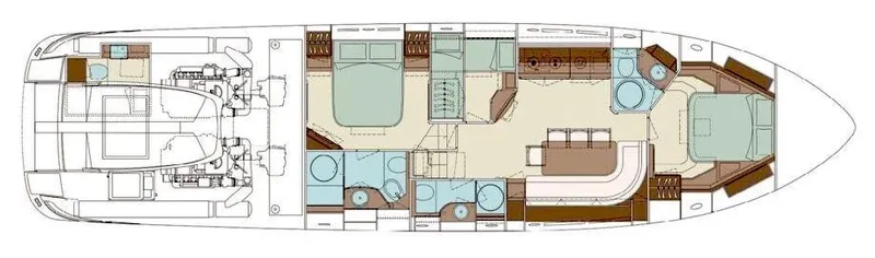 W Yacht Photos Pics Floor plan of a 2009 Riva 63 Vertigo yacht, showcasing interior layout and design.
