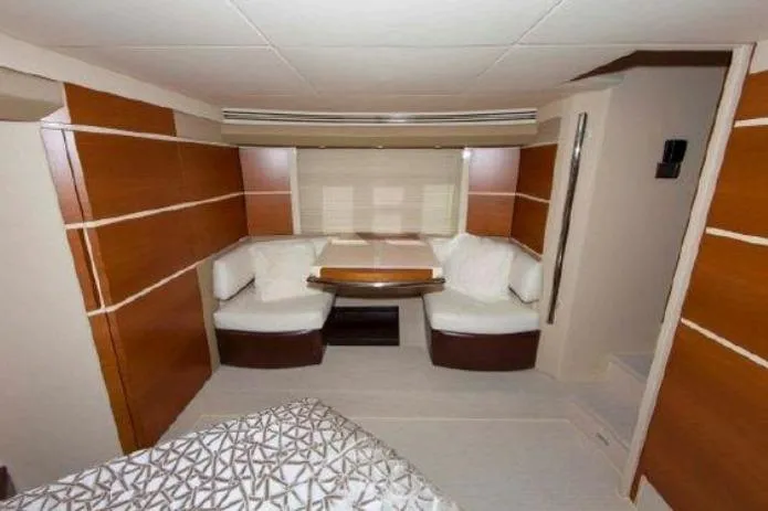 53 Flybridge Yacht Photos Pics Luxurious interior of 2012 Azimut 53 Flybridge yacht with elegant seating and modern design.