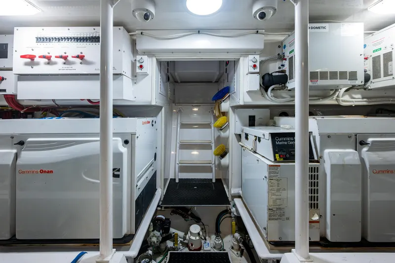 Ebitda Yacht Photos Pics Engine room of 2009 Viking 60 Convertible yacht with Cummins Onan generators.