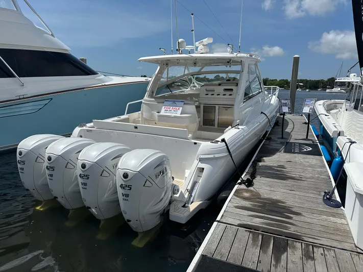  Yacht Photos Pics 2020 Intrepid 475 Sport Yacht with four Yamaha 425 engines, docked and for sale.