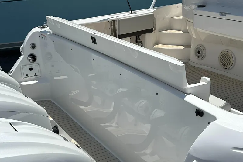  Yacht Photos Pics 2020 Intrepid 475 Sport Yacht interior with sleek white design and modern features.