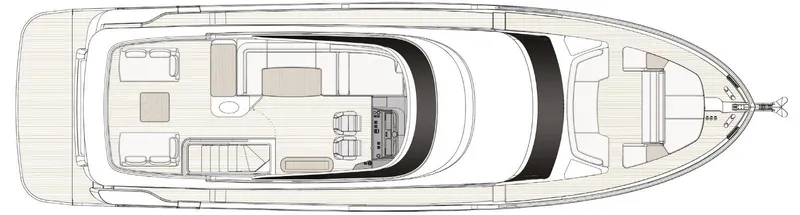  Yacht Photos Pics Top view layout of 2024 Azimut Magellano 60 yacht, showcasing interior design and deck arrangement.