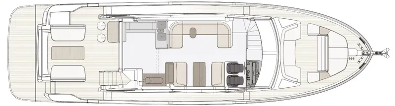  Yacht Photos Pics Deck layout of 2024 Azimut Magellano 60 yacht, showcasing spacious interior and seating areas.