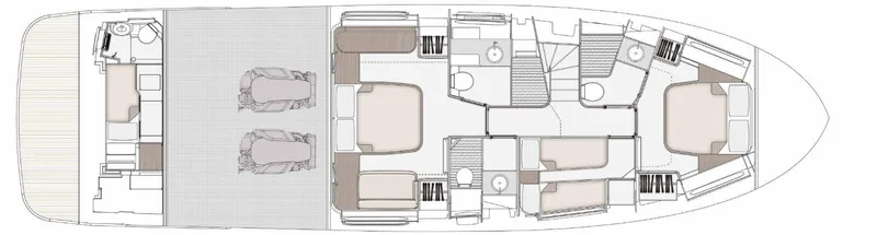  Yacht Photos Pics Floor plan of 2024 Azimut Magellano 60 yacht, showcasing cabin layout and amenities.