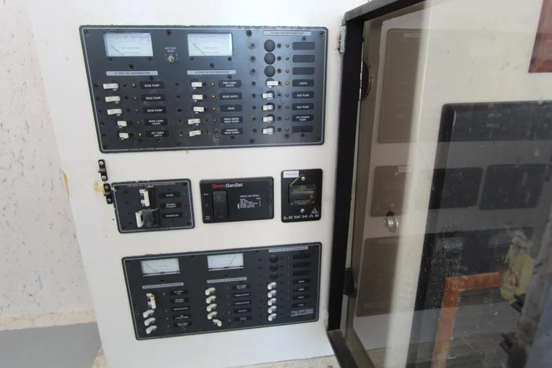  Yacht Photos Pics Electrical control panel on a 2006 Island Hopper Sportfisher boat.