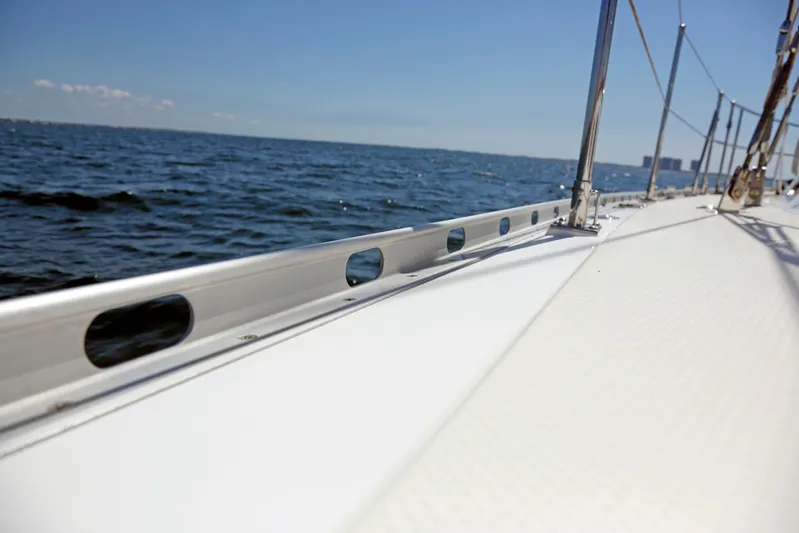 Legacy Yacht Photos Pics Sailboat deck view on the ocean, Hylas 49CC, 2012 model.
