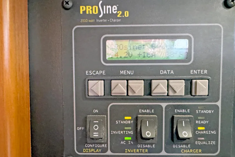 Legacy Yacht Photos Pics ProSine 2.0 inverter charger control panel on a 2012 Hylas 49CC yacht.
