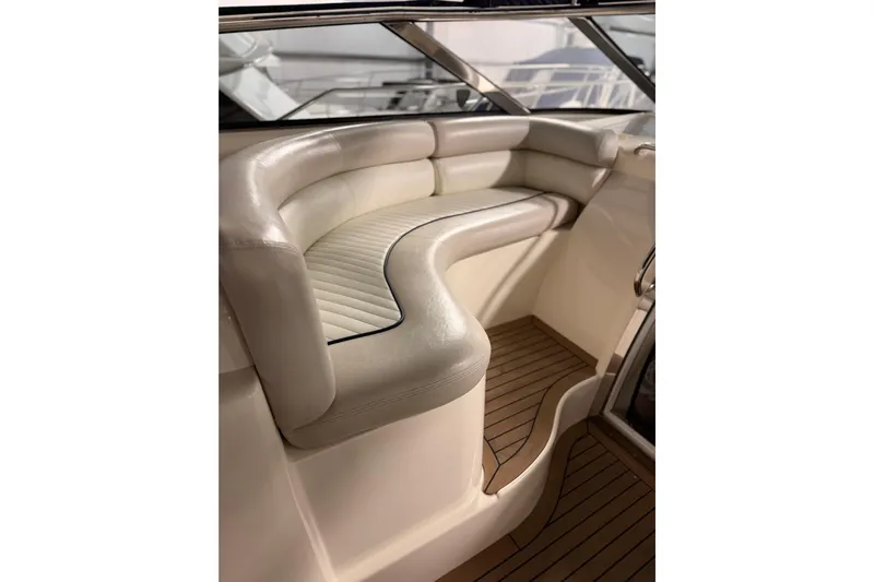 Cover Girl Yacht Photos Pics Luxurious seating area on a 1997 Sunseeker Camargue 51 yacht with elegant design.