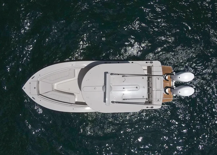  Yacht Photos Pics Overhead view of 2024 Regulator 23 boat on water.
