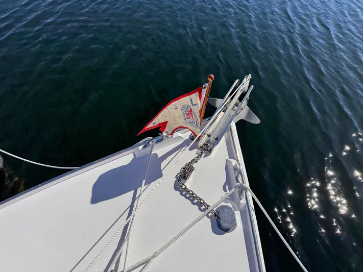 Grey Dawn Yacht Photos Pics Claw anchor on bow roller