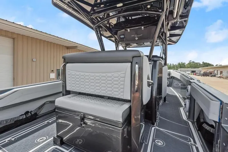  Yacht Photos Pics 2023 Nor-Tech 390 Sport Center Console boat interior with sleek seating and modern design.