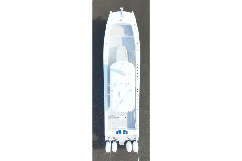  Yacht Photos Pics Aerial view of 2022 Freeman 47 boat on water.