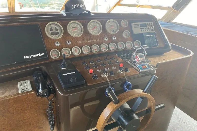  Yacht Photos Pics Control panel of a 1990 Riva Corsaro 20 yacht with Raymarine equipment.