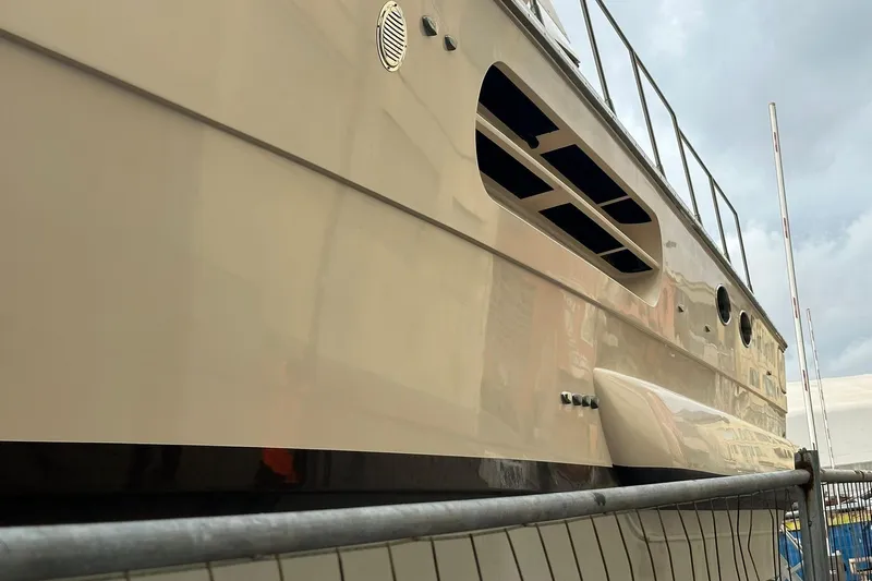  Yacht Photos Pics Close-up of a 1990 Riva Corsaro 20 yacht's sleek exterior design.