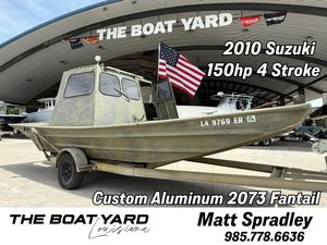 Custom Aluminum 2073 Cabin boat with 2010 Suzuki 150hp engine at The Boat Yard, Louisiana.