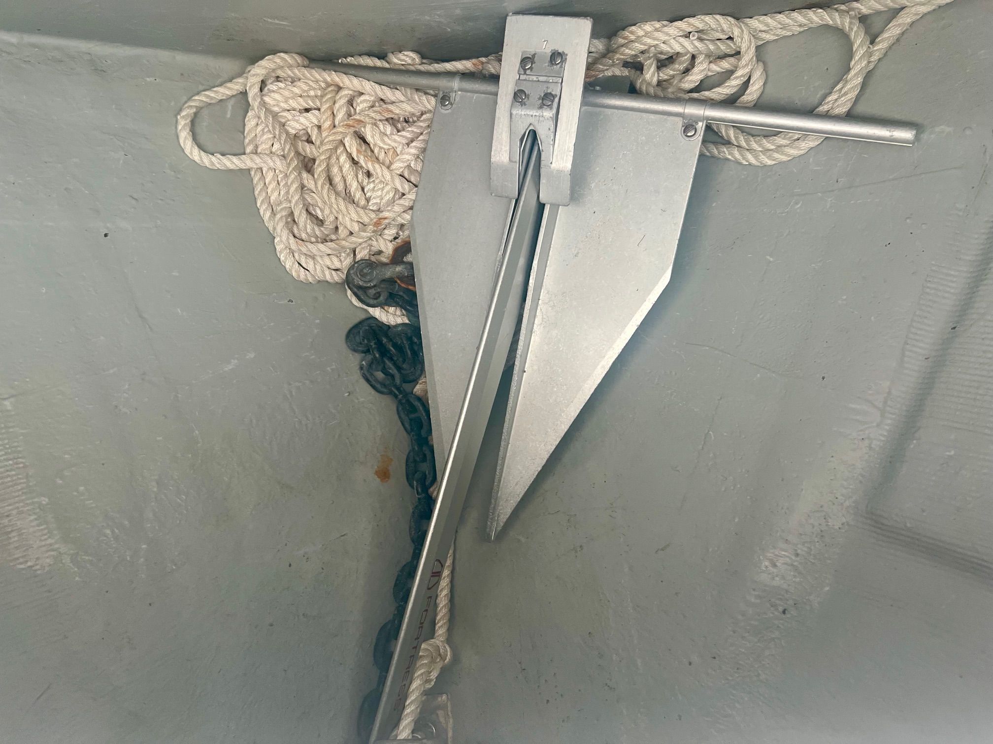 Boat anchor with rope and chain, Concept 23, 2018.