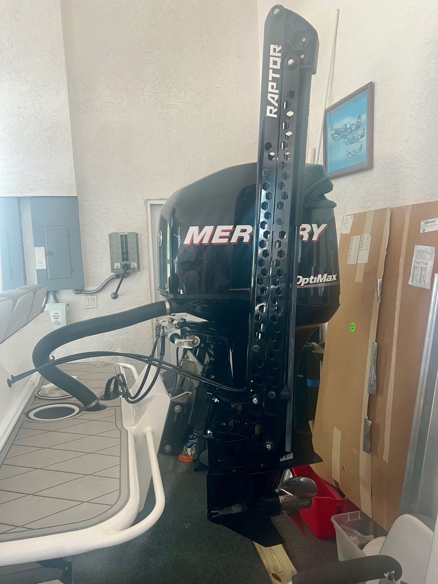 Mercury OptiMax outboard motor with Raptor stabilizer, Concept 23 model, 2018.