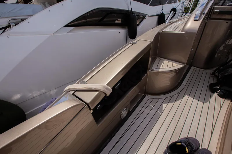  Yacht Photos Pics 2009 Riva 52 Rivale yacht deck with sleek design and luxurious finish.