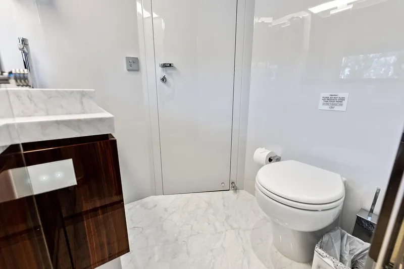 Momentum Yacht Photos Pics Luxurious bathroom in 2024 Riva 76 PERSEO Super yacht with marble accents.