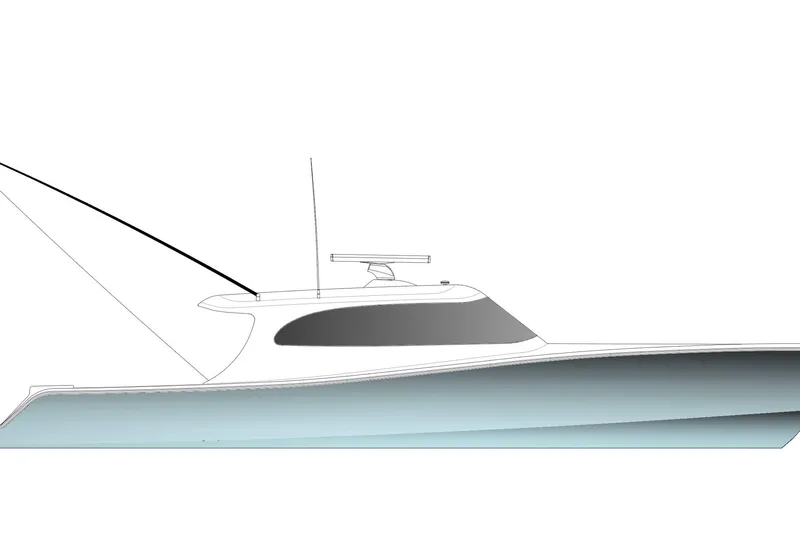  Yacht Photos Pics Side profile of a 2026 Front Runner 55 Catamaran, sleek design with modern features.