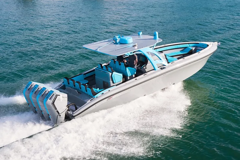 Yacht Photos Pics 2024 Midnight Express 37' Open boat cruising on water with multiple engines.
