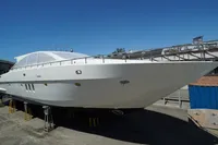 Custom HARD TOP 78 yacht under construction, 2025 model, on stands in a shipyard.