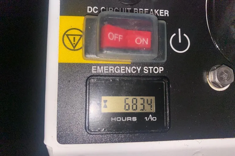 Boxter Yacht Photos Pics Control panel of a 2013 Beneteau Sense 50 with 683.4 hours displayed.