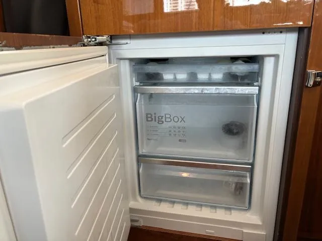 Mv Dream Yacht Photos Pics Open freezer compartment in a Viking Princess Fly 2012 yacht kitchen.