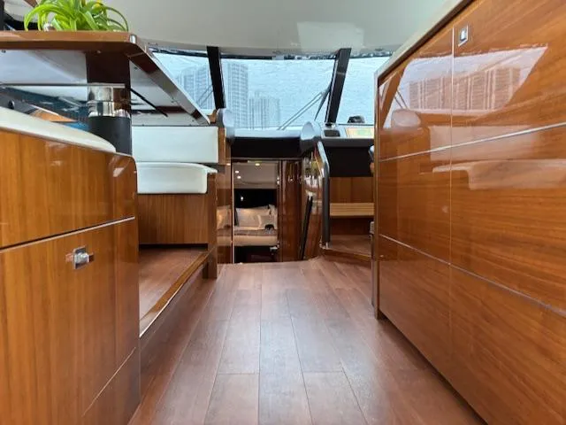 Mv Dream Yacht Photos Pics Luxurious 2012 Viking Princess Fly yacht interior with polished wood finish and modern design.