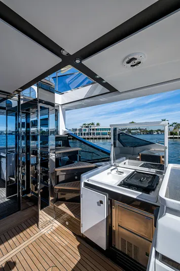  Yacht Photos Pics Luxurious 2019 Azimut S7 yacht interior with modern kitchen and ocean view.
