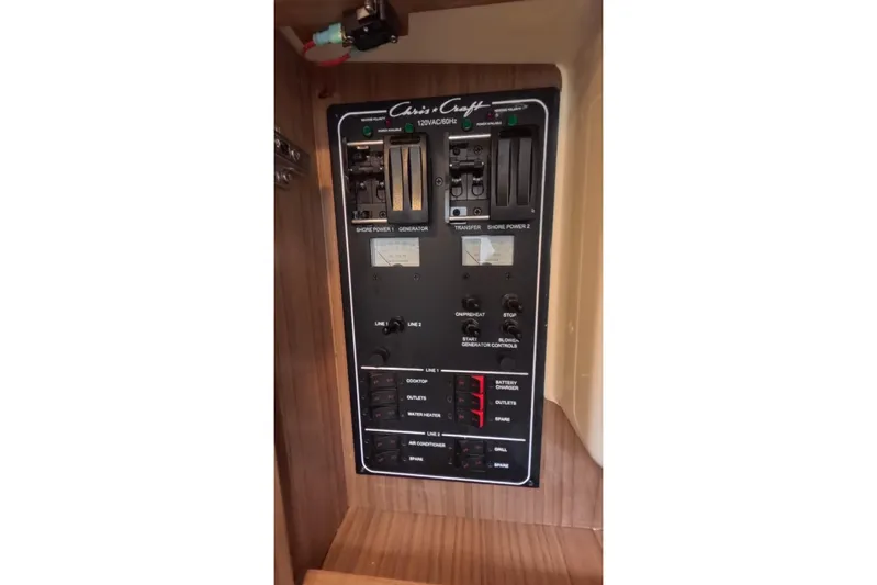 Twin Tides Yacht Photos Pics Electrical control panel on 2024 Chris-Craft Launch 35 GT boat.