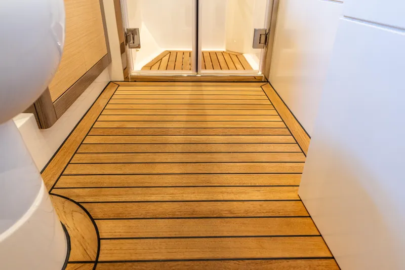 Amor Fati Yacht Photos Pics Luxurious wooden flooring in 2019 Sirena 64 yacht interior.