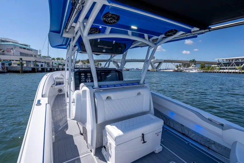  Yacht Photos Pics 2025 Nor-Tech 340 Sport boat on water, featuring sleek design and modern amenities.