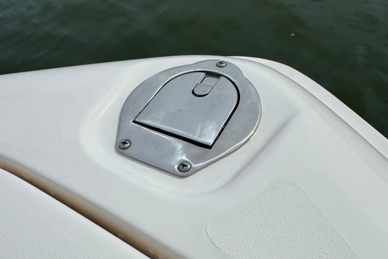 That's What She Said Yacht Photos Pics Stainless steel deck fitting on 2023 Grady-White Freedom 285 boat.